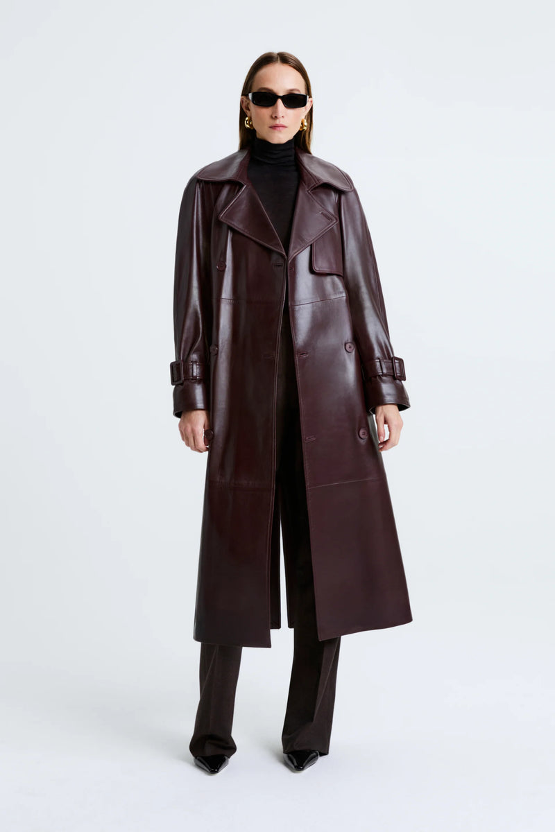 Henri Leather Trench Coat