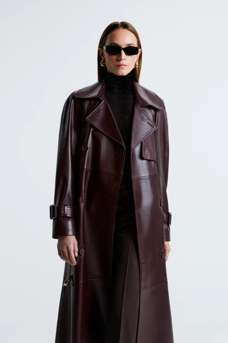 Henri Leather Trench Coat