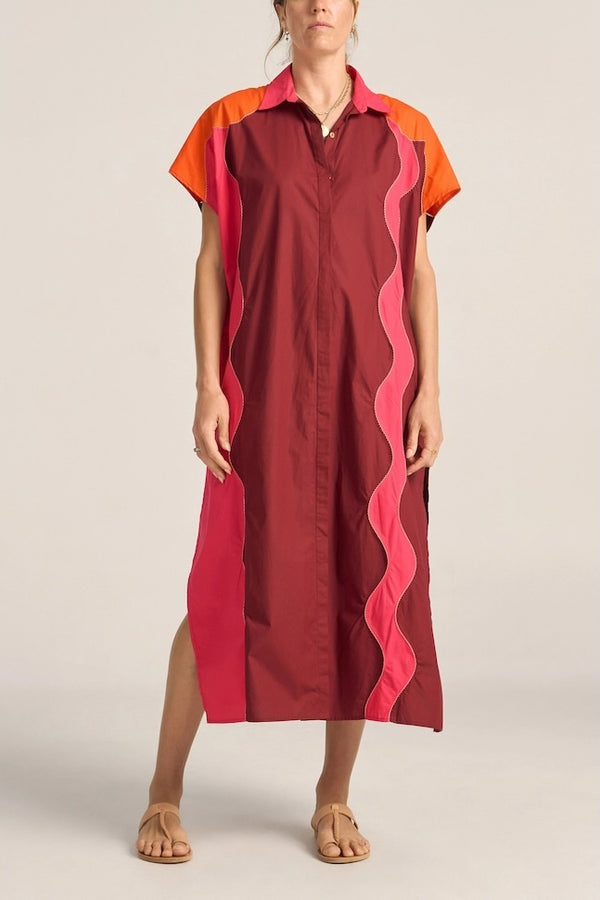 Attica Wave Patchwork Poplin Shirtdress