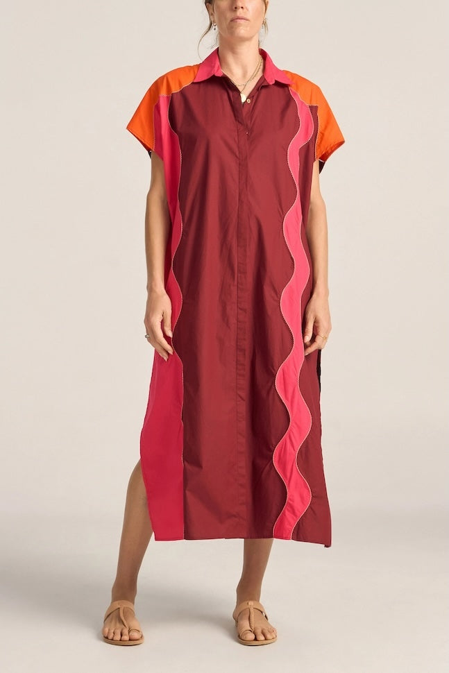Attica Wave Patchwork Poplin Shirtdress