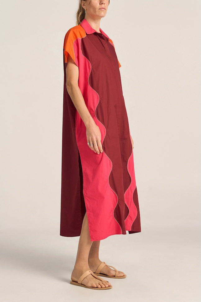 Attica Wave Patchwork Poplin Shirtdress