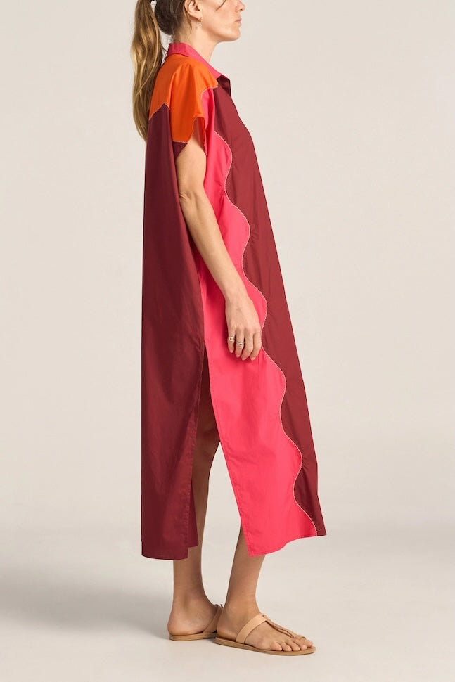 Attica Wave Patchwork Poplin Shirtdress