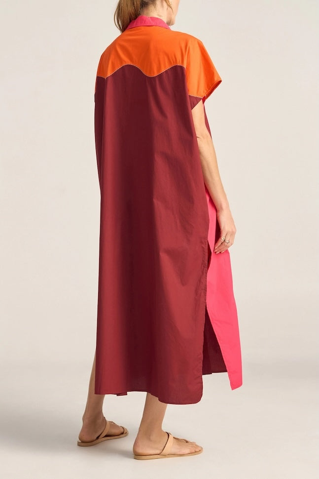 Attica Wave Patchwork Poplin Shirtdress
