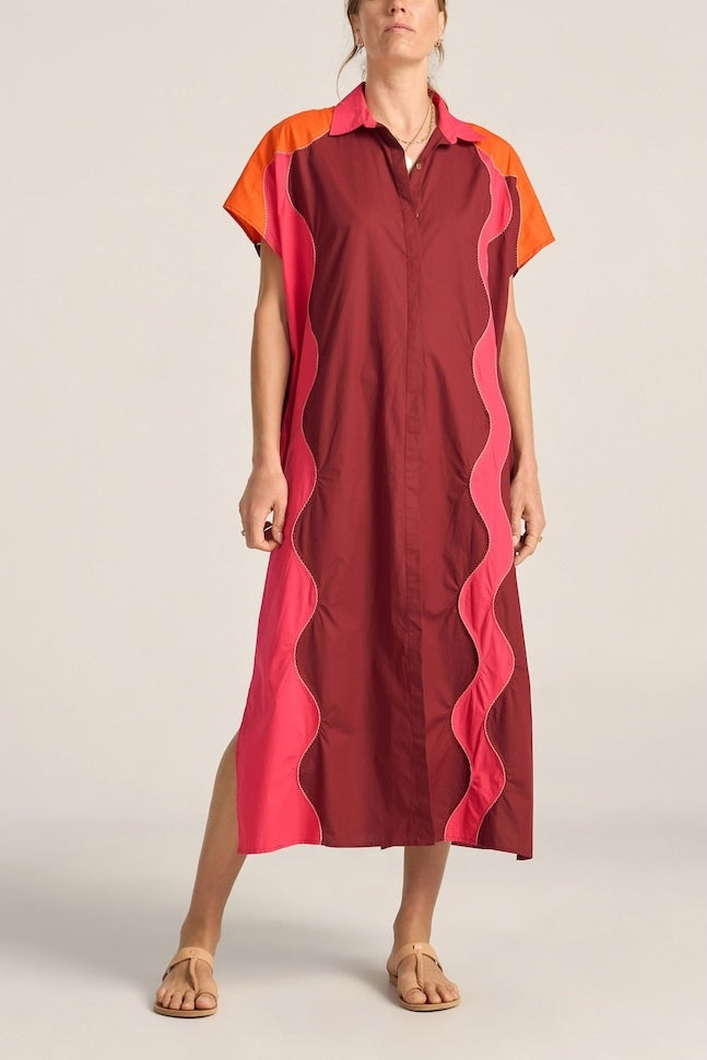 Attica Wave Patchwork Poplin Shirtdress