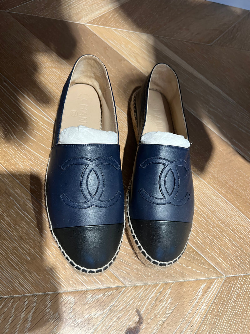 CC Logo Leather & Jute Espadrilles