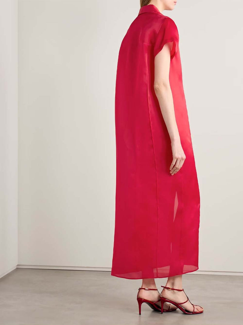 Effy Silk & Cotton-blend Organza Midi Shirt Dress