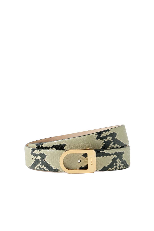 Python-Embossed Leather Saddle Belt