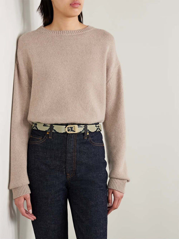 Python-Embossed Leather Saddle Belt