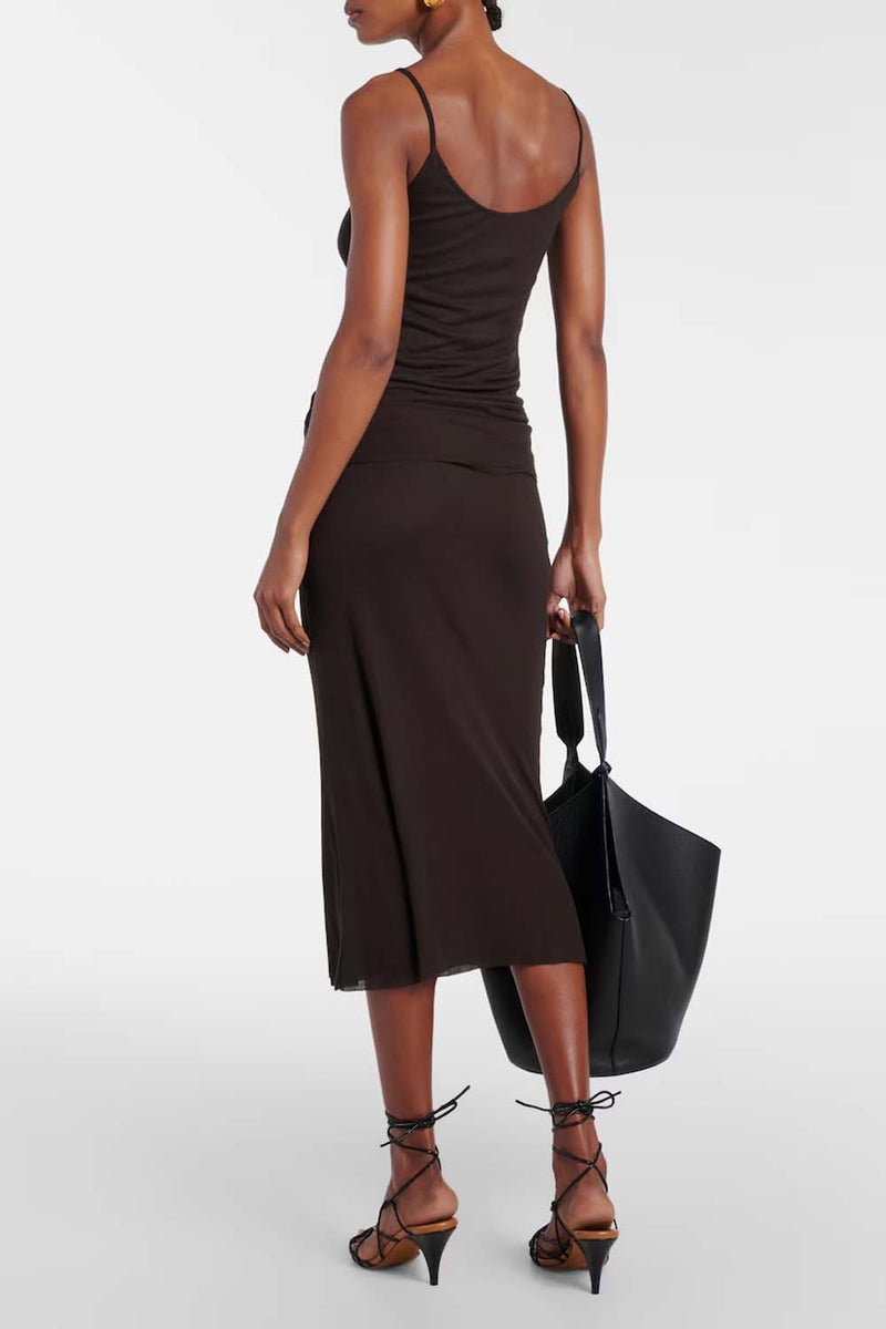 Leema Ribbed-Jersey Midi Skirt