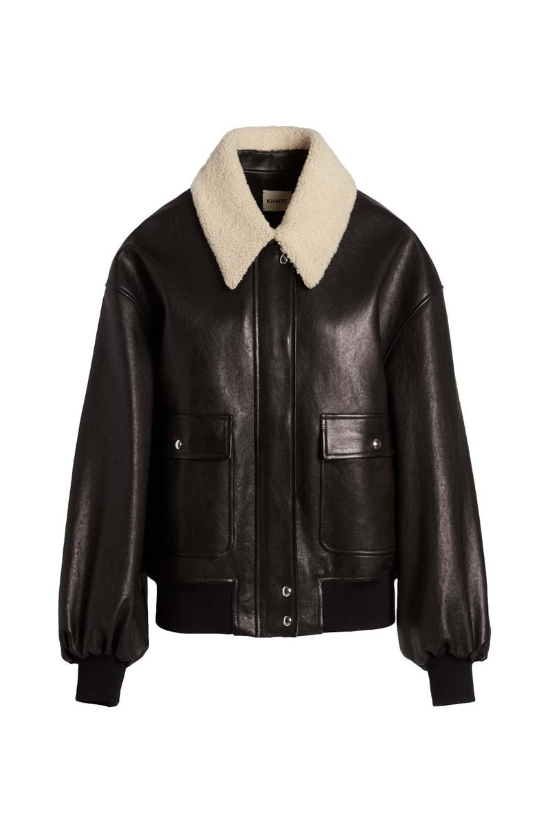 Shellar Shearling-Trimmed Leather Jacket