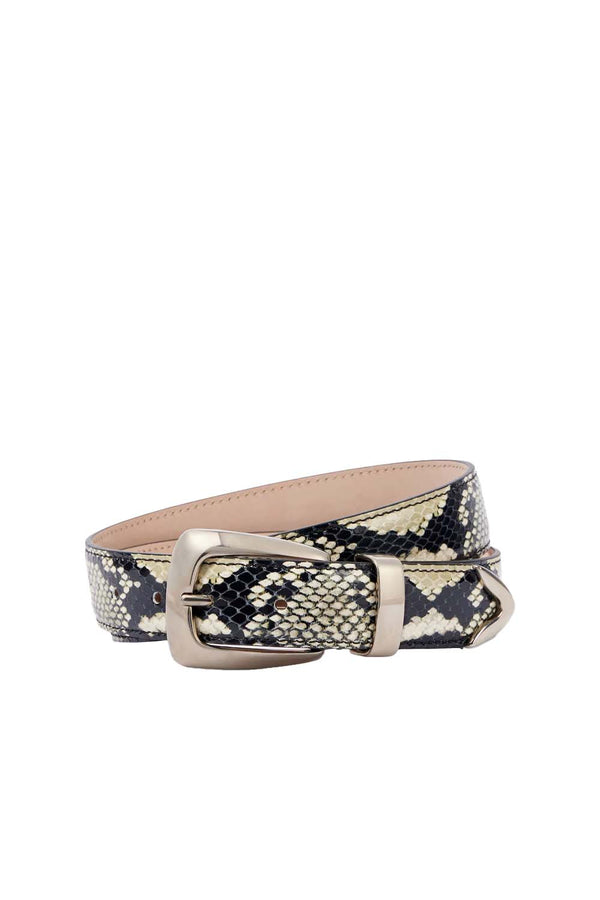Benny Snakeskin-Embossed Calfskin Belt
