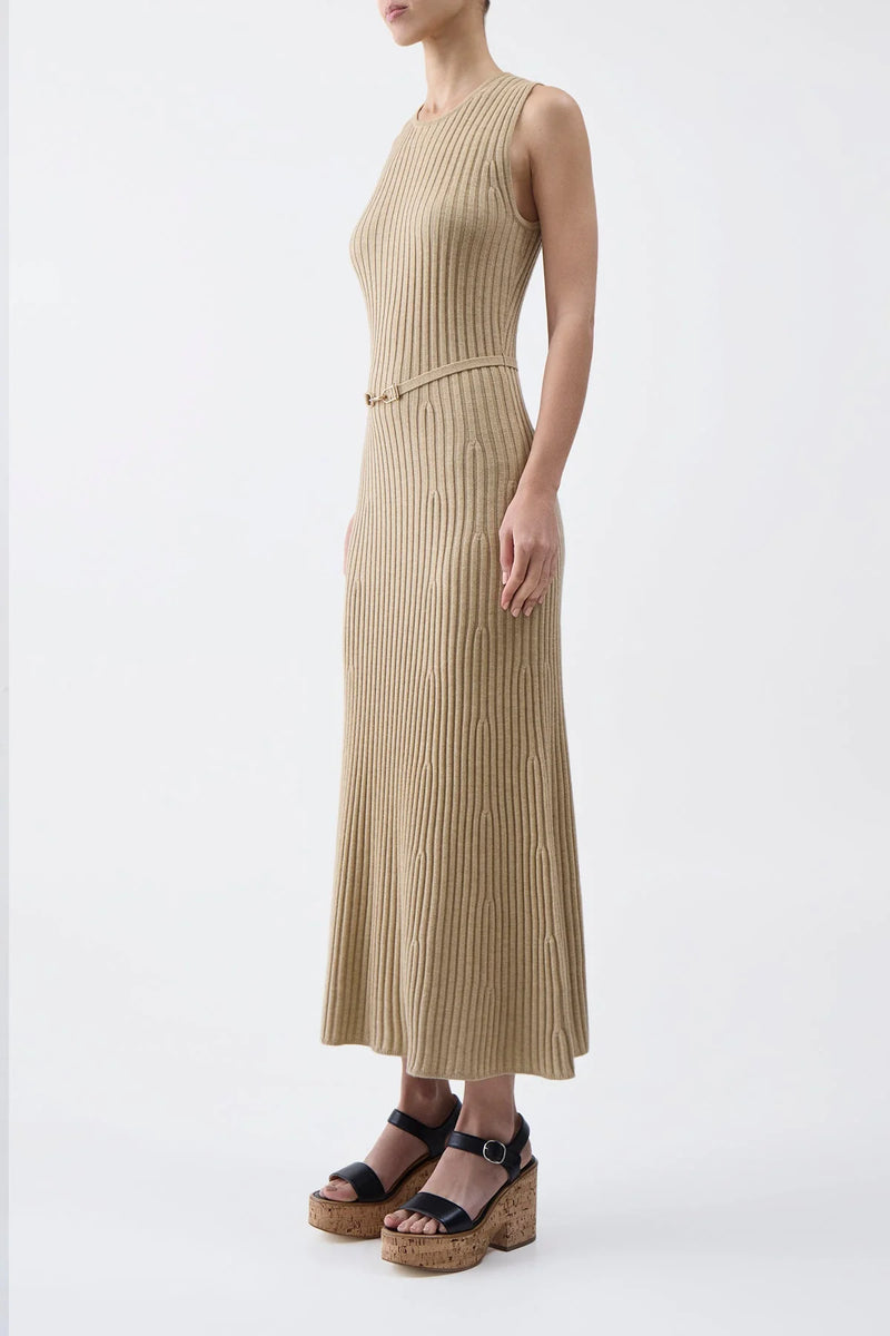 Meier Belted Ribbed Wool and Cashmere-Blend Midi Dress