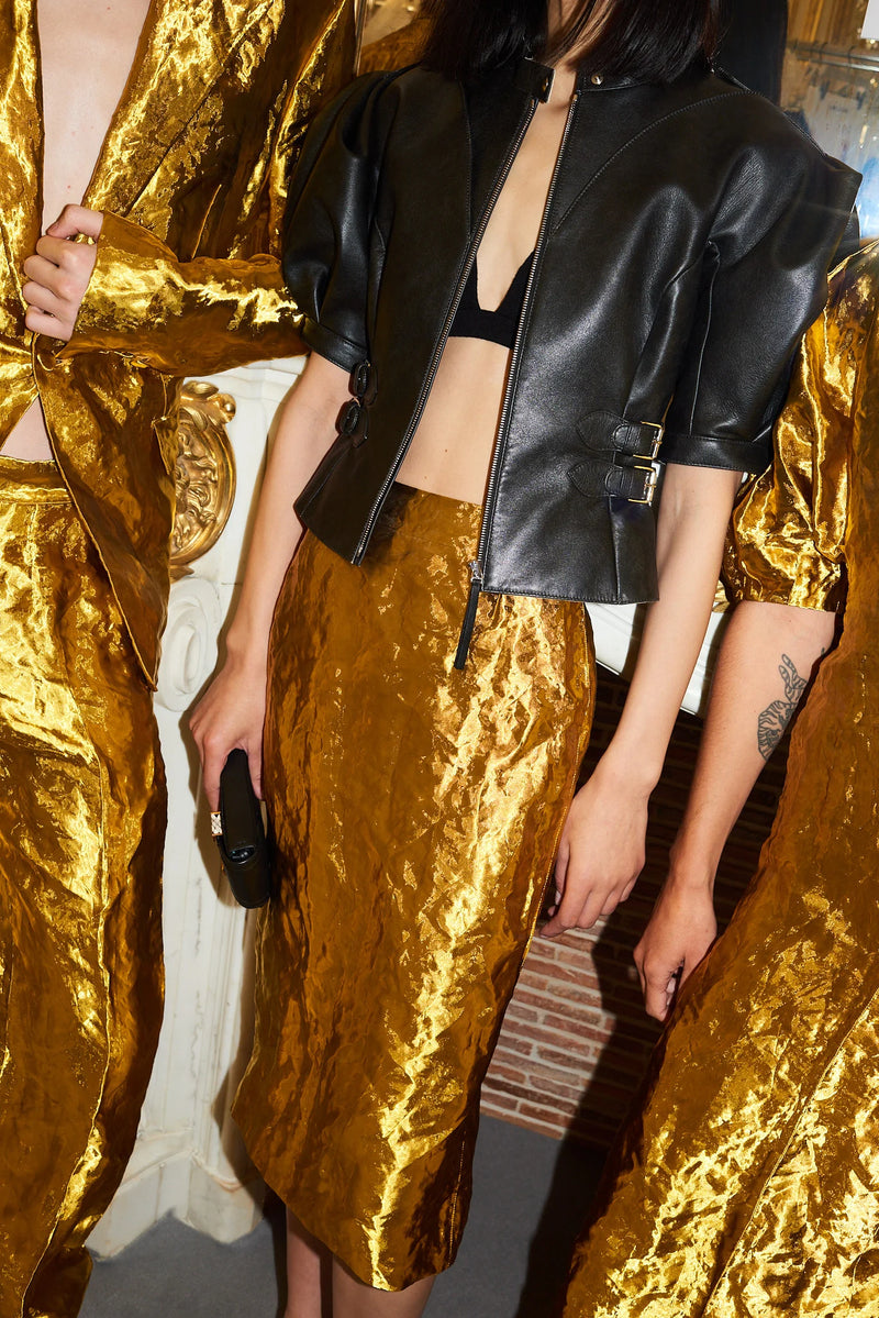 Eleos Short Sleeve Leather Jacket