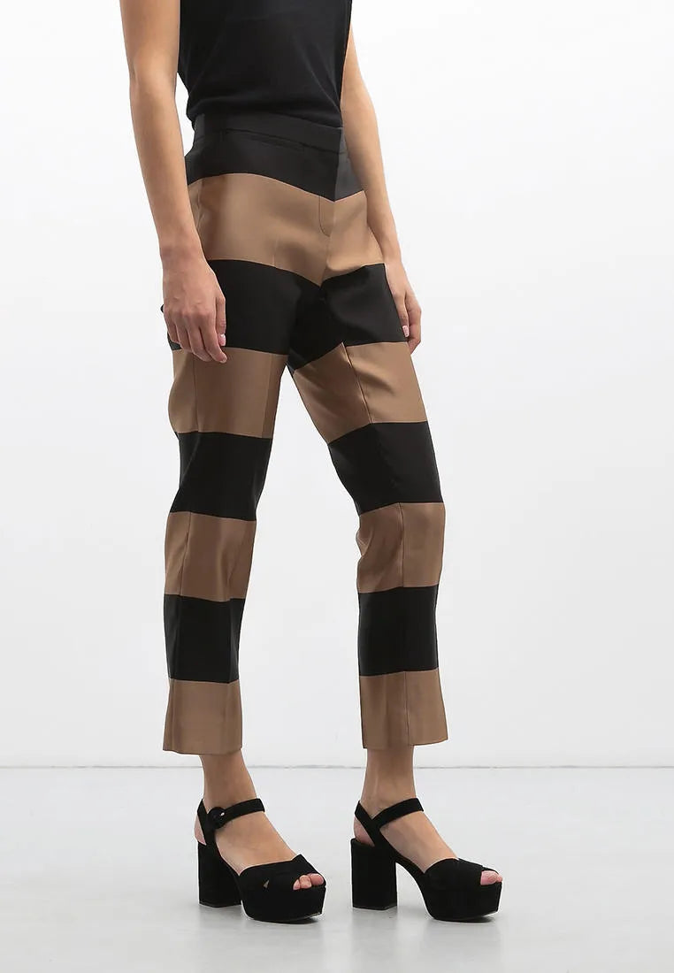 Silk Satin Metallic Striped Trousers