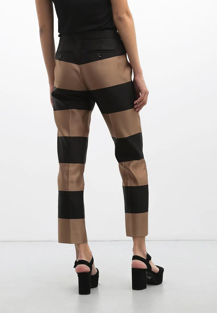 Silk Satin Metallic Striped Trousers