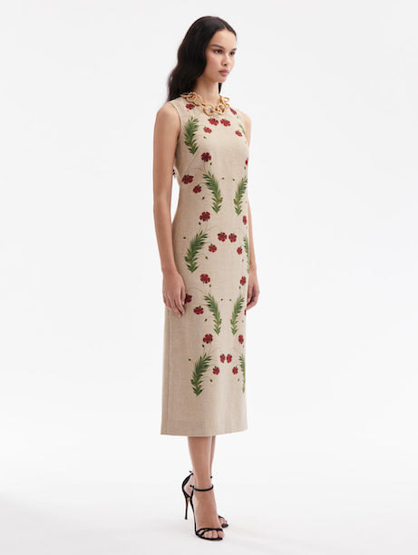 Marbled Carnation Canvas Pencil Dress