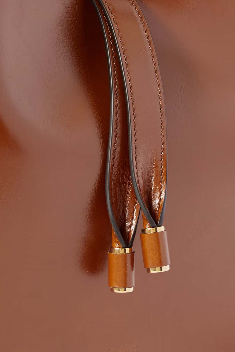 Marcie Glossed Textured-Leather Hobo Bag