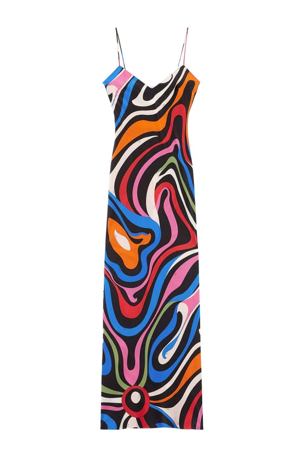 Marmo-print Silk Dress