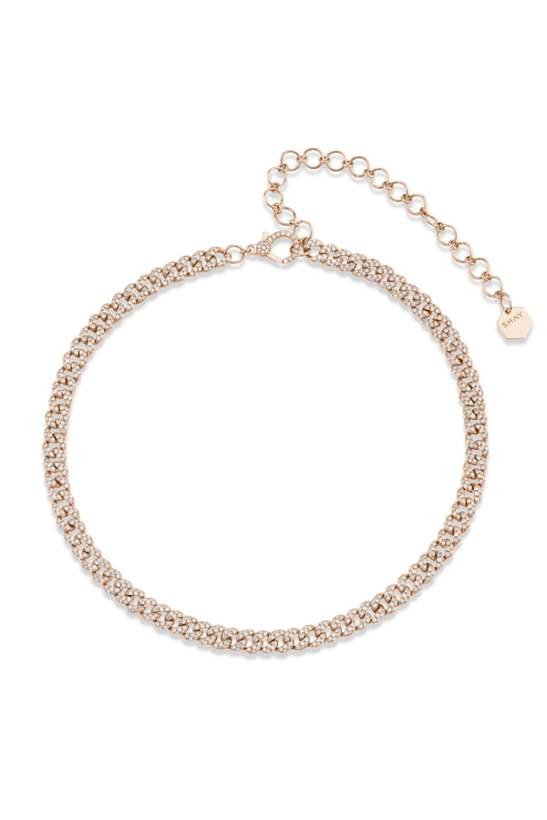 Mini Pave Diamond Link Choker Necklace