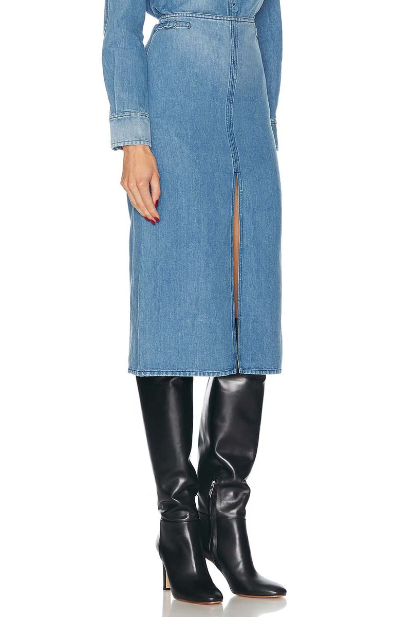 Morelos Recycled Cotton-Linen Midi Skirt
