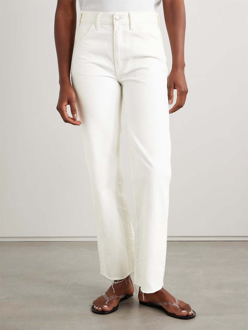 Calla Frayed High-rise Straight-leg Jeans