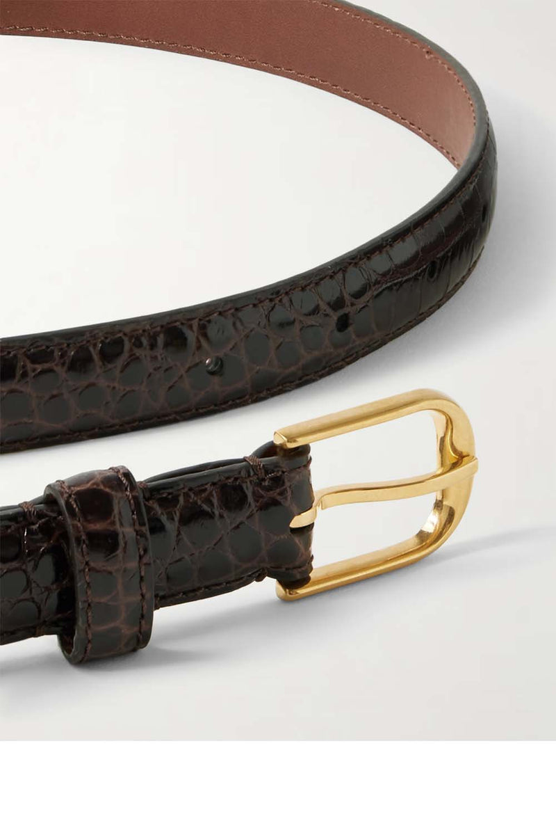 Jane Croc-Effect Leather Belt
