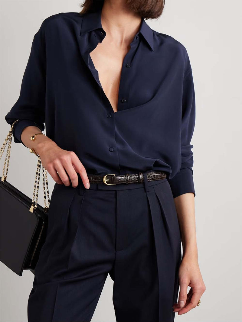 Jane Croc-Effect Leather Belt