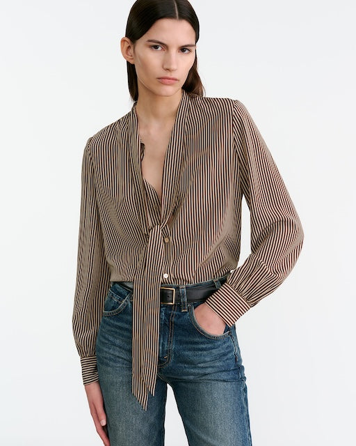 Irina Pussy-bow Striped Silk-georgette Blouse