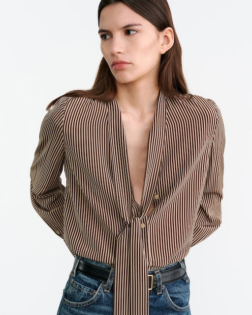 Irina Pussy-bow Striped Silk-georgette Blouse