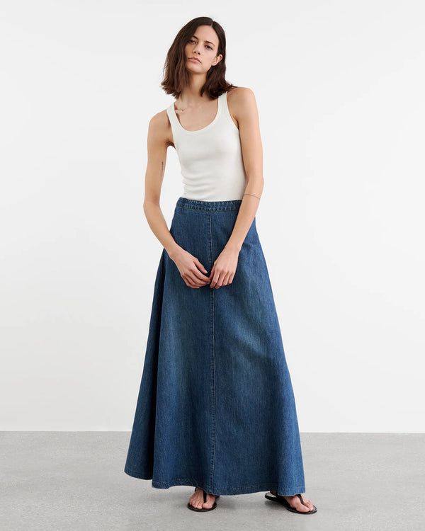 Astrid Cotton & Linen Maxi Denim Skirt