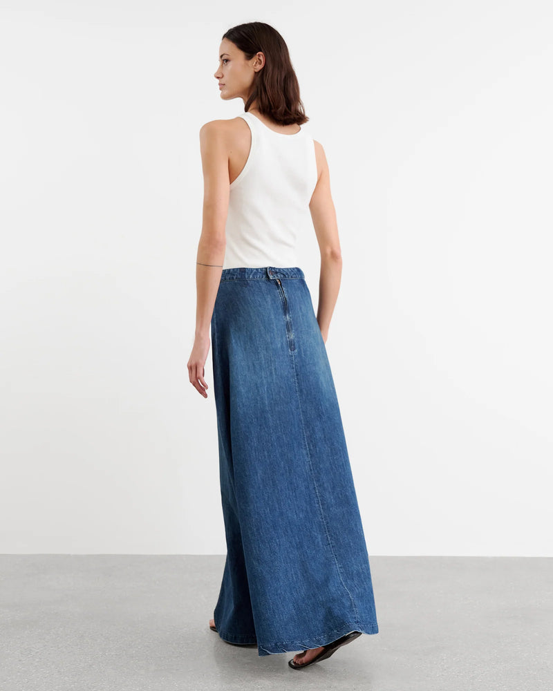 Astrid Cotton & Linen Maxi Denim Skirt