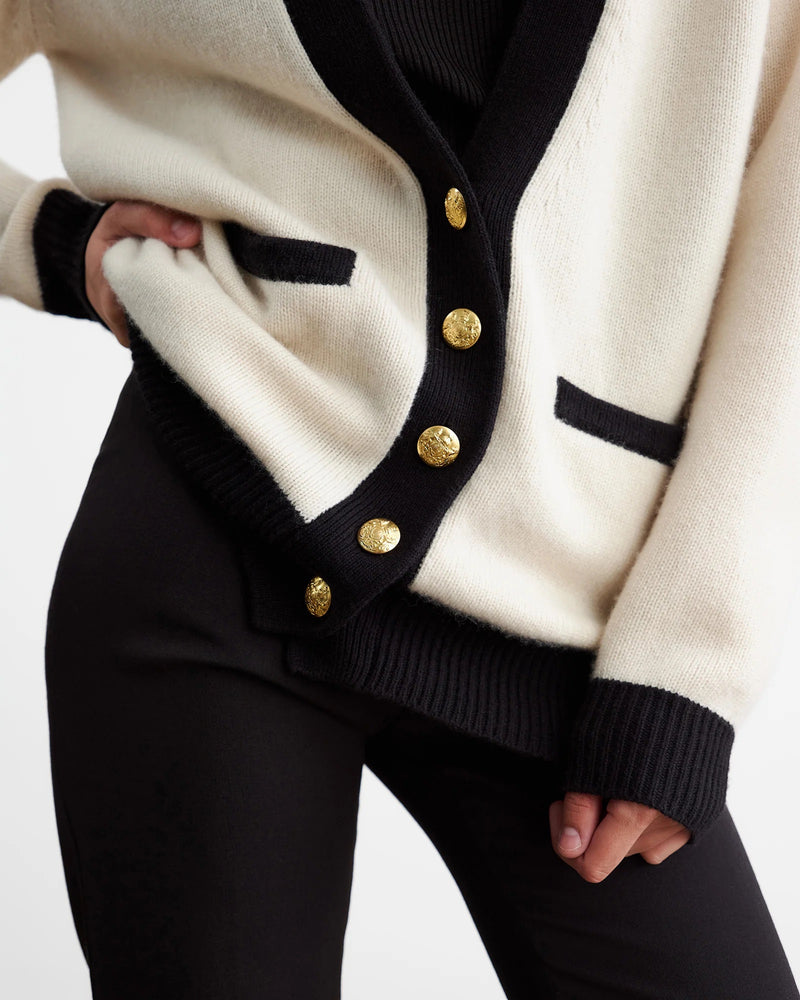 Neshat Oversized Two-Tone Cashmere Cardigan