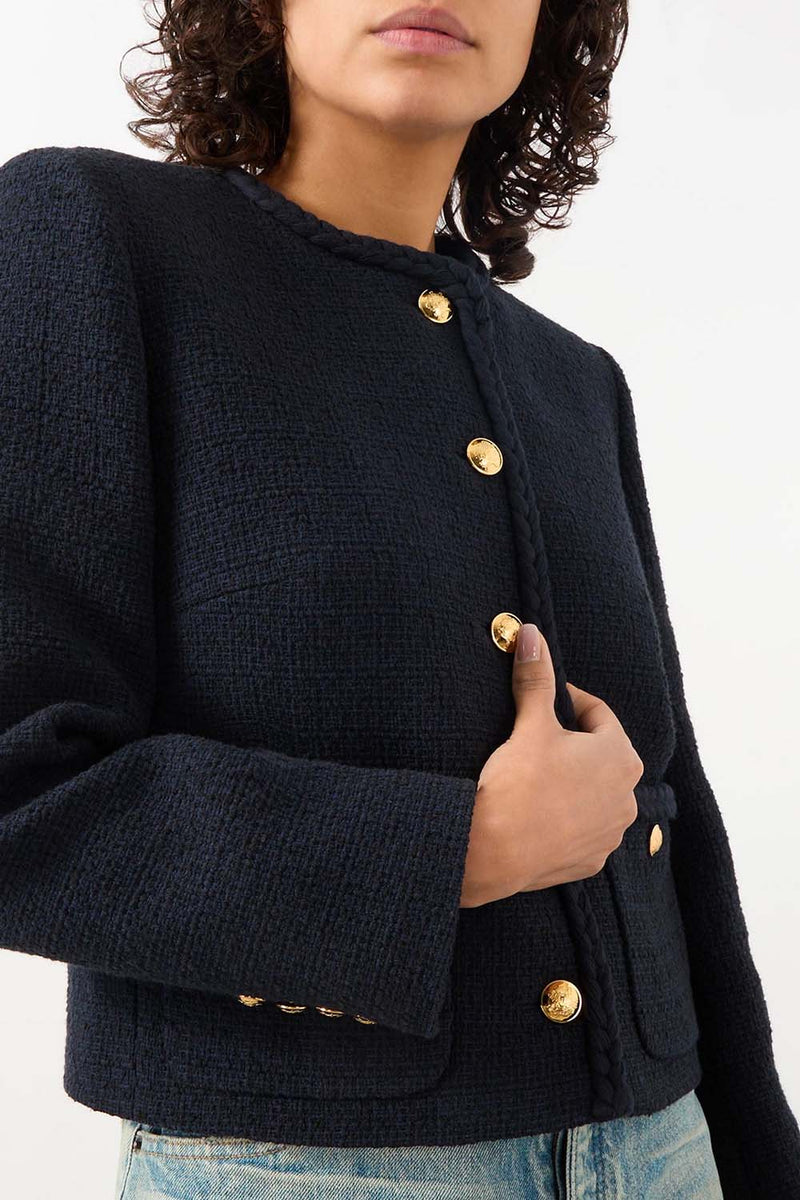 Iman Braided-Trim Crop Jacket