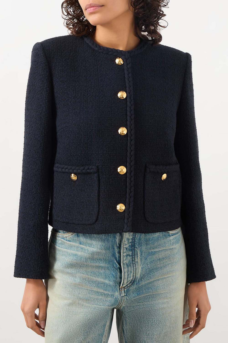 Iman Braided-Trim Crop Jacket