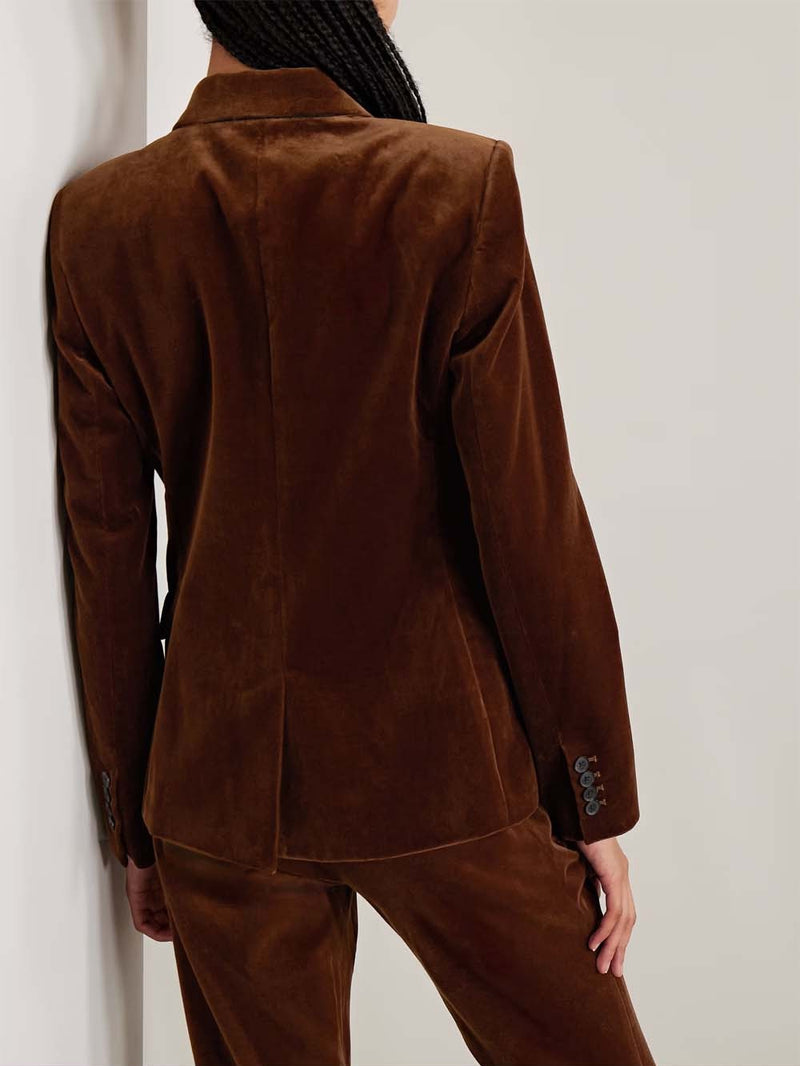 Veda Double-breasted Cotton-blend Velvet Blazer