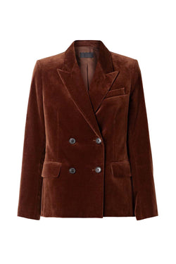 Veda Double-breasted Cotton-blend Velvet Blazer