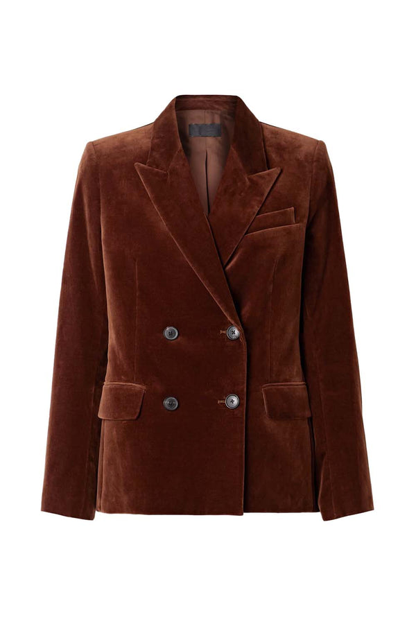 Veda Double-breasted Cotton-blend Velvet Blazer