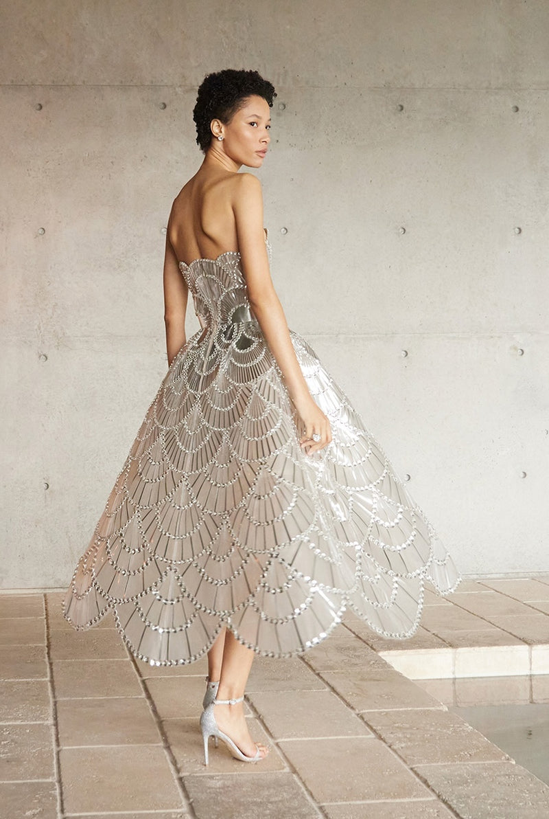 Strapless Crystal Embroidered Gown