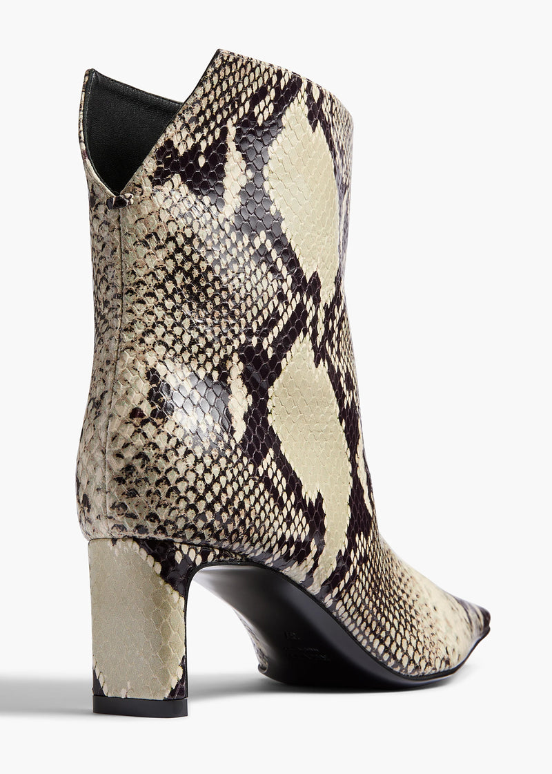 Python-Embossed Leather Ona Ankle Boot