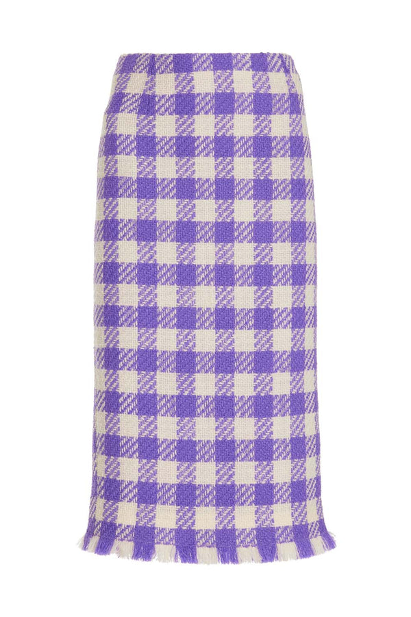 Twill Check Tweed Pencil Skirt