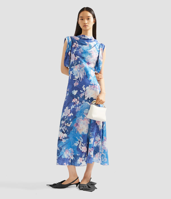 Floral Satin Midi Dress