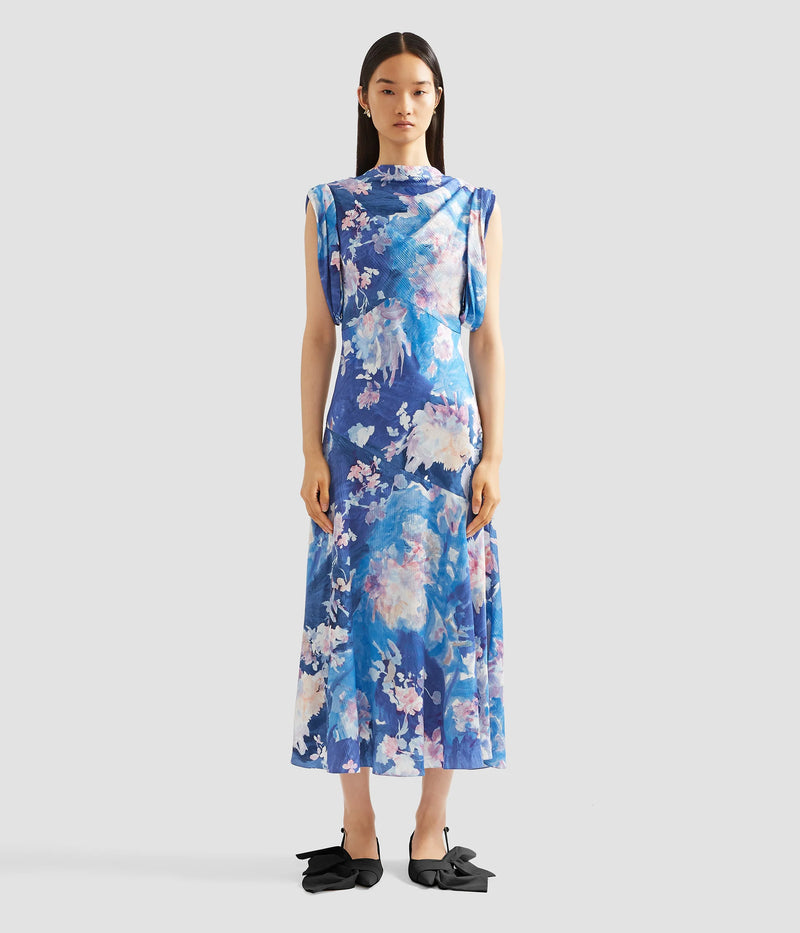 Floral Satin Midi Dress