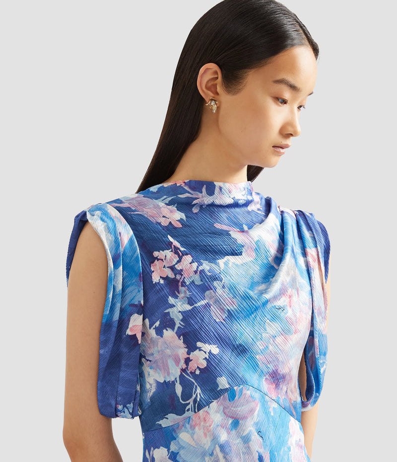 Floral Satin Midi Dress