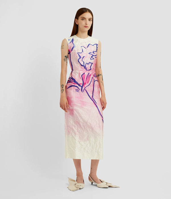 Crinkle Satin Sheath Dress
