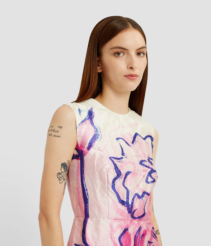 Crinkle Satin Sheath Dress