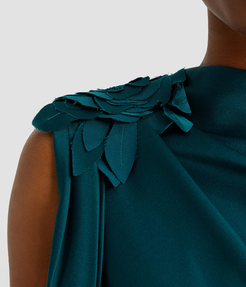 Floral-appliqué Satin Gown