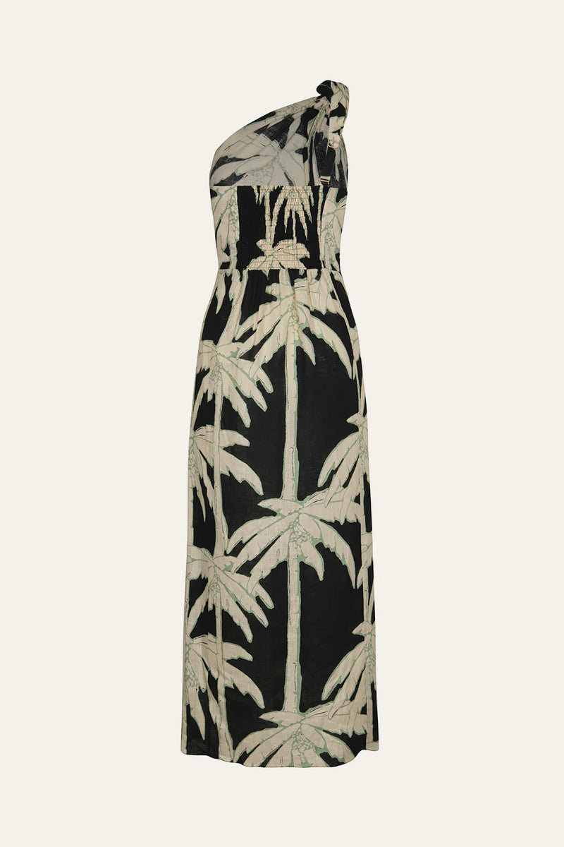Dark Palms One-Shoulder Dress