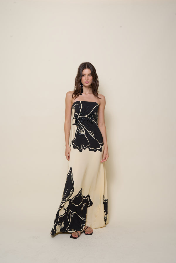 Simbología Floral Sequined Crepe Maxi Dress