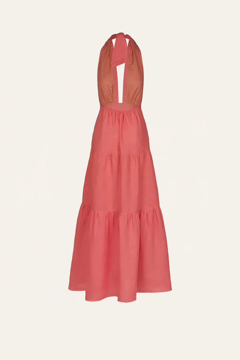 Twilight Linen Maxi Length Halter-neck Dress