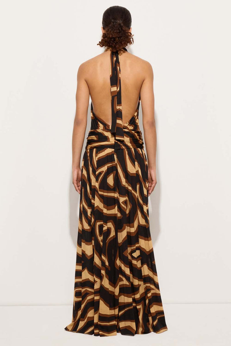 Halterneck Labirinto Print Jersey Gown